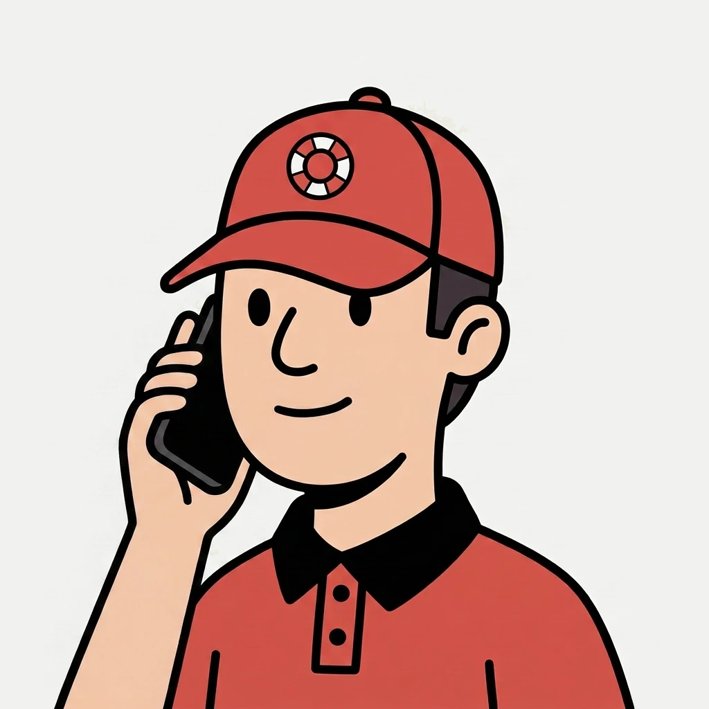 La mascotte Resto Action écoute au téléphone